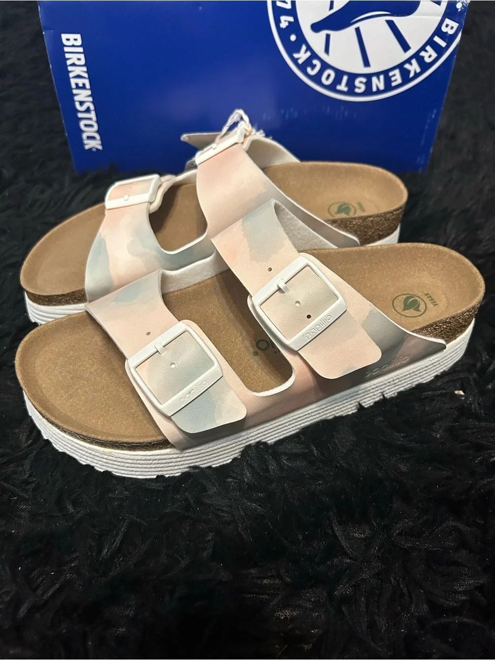 PAPILLIO by BIRKENSTOCK Arizona pastel watercolor platform sandals slippers 40
